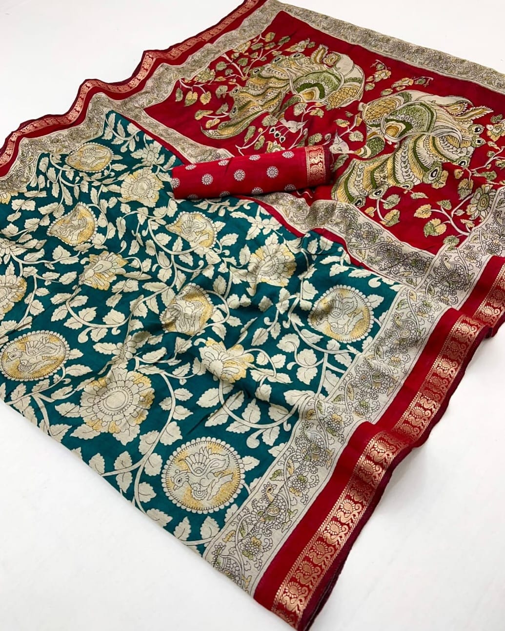 New Pure Rama Mangalkari Viscouse Silk Print n Weaving Work Fancy Designer Festive Wear Saree for Women