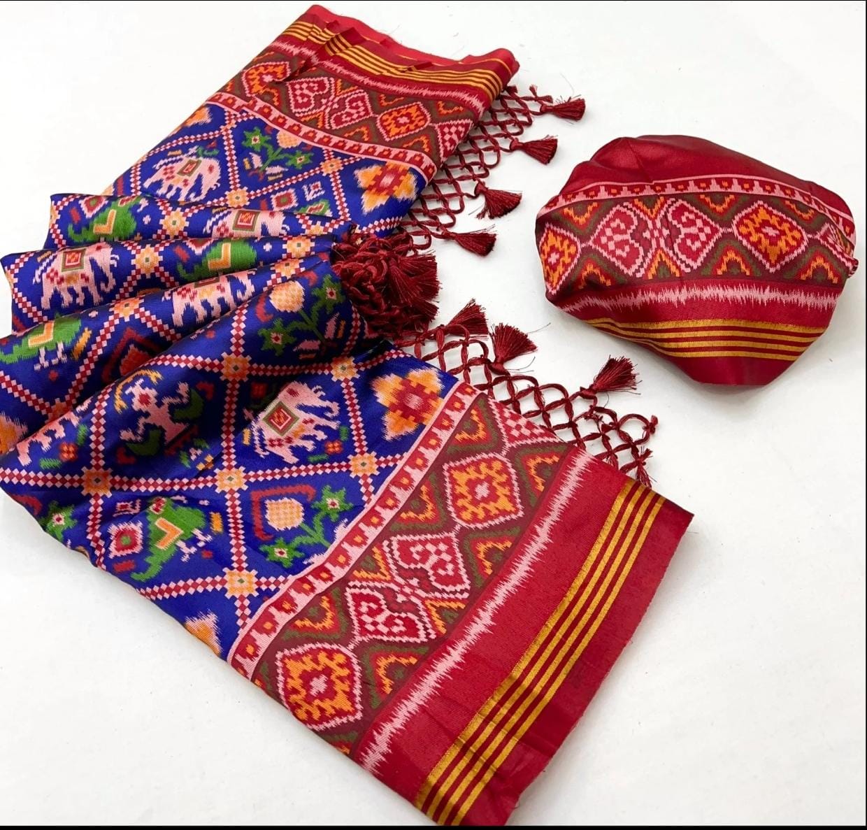 BLUE PATOLA SAREE WITH LAGADI PATTA PALLU