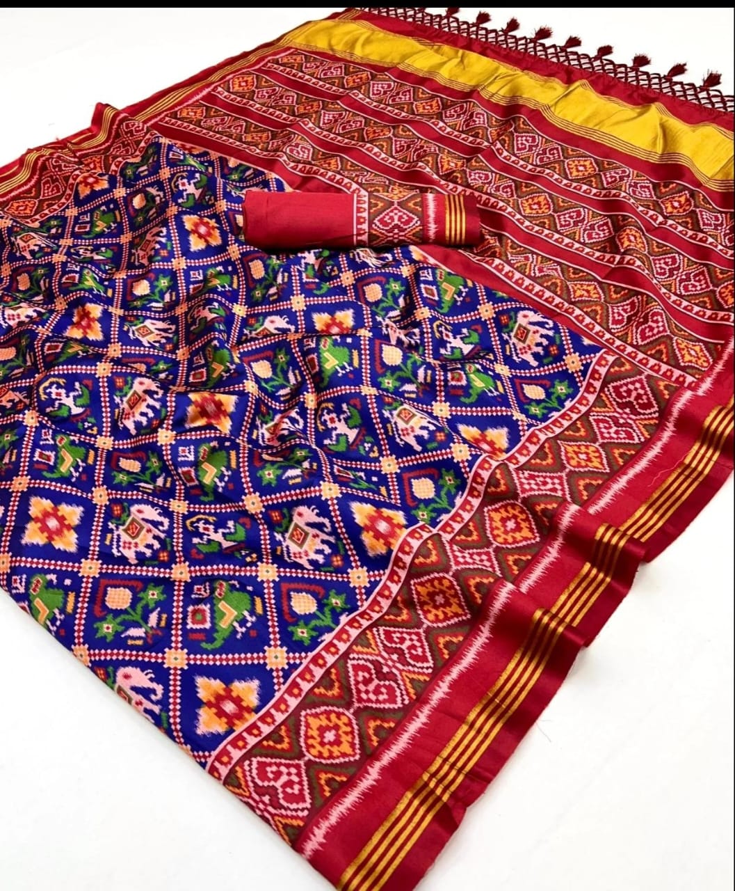 BLUE PATOLA SAREE WITH LAGADI PATTA PALLU