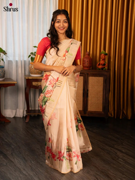OFFWHITE SHIMMER LOTUS SAREE